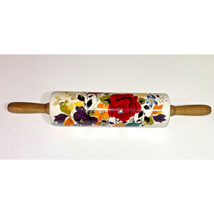 Pioneer Woman Timeless Floral Ceramic Fall Rolling Pin Autumn Bright Flowers